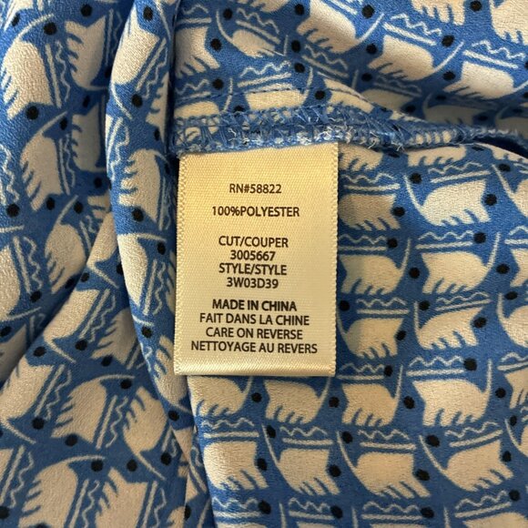 Max Studio Womens 3XL Blue White Geometric Print V Neck Short Sleeve Blouse - Picture 6 of 7